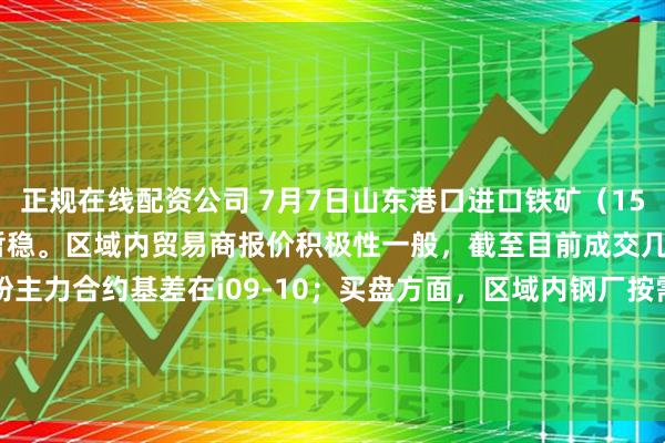 正规在线配资公司 7月7日山东港口进口铁矿（15:20）价格较上一工作日暂稳。区域内贸易商报价积极性一般，截至目前成交几无；山东现货市场PB粉主力合约基差在i09-10；买盘方面，区域内钢厂按需补库为主，询盘较少。目前PB粉主流在722附近；超特粉主流在610附近，PB块主流在870-875。